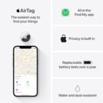 Pack de 4 Apple AirTag. Controla y localiza tus llaves, cartera, equipaje, mochila y mucho más. Configuración sencilla con un solo toque desde tu iPhone o iPad, Bluetooth - Imagen 6