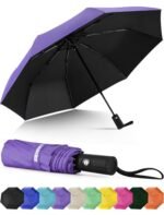 Paraguas de viaje resistente al viento de Seniny, paraguas automáticos para la lluvia, paraguas portátiles y compactos para la mochila, con protección UV de alta intensidad, paraguas plegable pequeño para el sol, ideal para el coche y para pasear