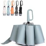 QWB TUMAAOTU: paraguas invertido con asa tipo mosquetón, paraguas compacto resistente al viento para protegerse de la lluvia y del sol, paraguas plegable invertido y portátil, paraguas para el coche para mujeres y hombres, 10 varillas