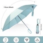 QWB TUMAAOTU: paraguas invertido con asa tipo mosquetón, paraguas compacto resistente al viento para protegerse de la lluvia y del sol, paraguas plegable invertido y portátil, paraguas para el coche para mujeres y hombres, 10 varillas
