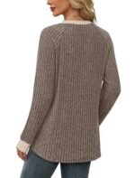 WIHOLL Long Sleeve Shirts for Women Lightweight Sweaters Fall Outfits 2025 Color Block Winter Clothing Dressy Casual Soft - Image 2