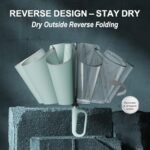 QWB TUMAAOTU: paraguas invertido con asa tipo mosquetón, paraguas compacto resistente al viento para protegerse de la lluvia y del sol, paraguas plegable invertido y portátil, paraguas para el coche para mujeres y hombres, 10 varillas