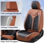 Coverado Seat Covers, Car Seat Covers Full Set, Leather Seat Covers for Cars, Automotive Seat Covers Car Seat Protector Car Accessories Fit for Most Sedans SUV Pick-up Truck(Black&amp;Brown) - Image 4