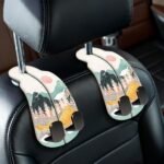 Blusabaca, juego de 2 ganchos para el reposacabezas del asiento trasero del coche, soporte para bolsos Sunrise, gancho doble de metal con revestimiento de cuero sintético para organizar el asiento trasero, accesorios de organización para el coche para mujer