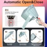 QWB TUMAAOTU: paraguas invertido con asa tipo mosquetón, paraguas compacto resistente al viento para protegerse de la lluvia y del sol, paraguas plegable invertido y portátil, paraguas para el coche para mujeres y hombres, 10 varillas