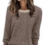 Camisas de manga larga para mujer de WIHOLL, jerséis ligeros, conjuntos de otoño 2025, ropa de invierno con bloques de color, elegante y casual, suave