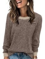 Camisas de manga larga para mujer de WIHOLL, jerséis ligeros, conjuntos de otoño 2025, ropa de invierno con bloques de color, elegante y casual, suave