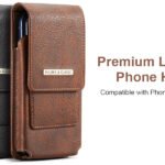 Phone Holster with Belt Clip for iPhone 17/16/15/14/13/12 Pro Max &amp; Plus, Galaxy S25/S24/S23/S22 Ultra &amp; Plus, Premium Leather Pouch with Card Holder, Magnetic Closure, Rugged Outdoor Case - L Brown