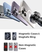 LISEN: cargador magnético MagSafe de 15 W para el coche, cargador inalámbrico magnético para el coche, soporte magnético para el móvil en el coche, soportes para el móvil y accesorios para el coche para mujer y hombre, compatibles con Jeep y Ford F150, para iPhone 17-12, Samsung y Pixel - Imagen 3