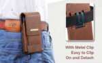 Phone Holster with Belt Clip for iPhone 17/16/15/14/13/12 Pro Max &amp; Plus, Galaxy S25/S24/S23/S22 Ultra &amp; Plus, Premium Leather Pouch with Card Holder, Magnetic Closure, Rugged Outdoor Case - L Brown - Image 3