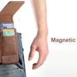 Phone Holster with Belt Clip for iPhone 17/16/15/14/13/12 Pro Max &amp; Plus, Galaxy S25/S24/S23/S22 Ultra &amp; Plus, Premium Leather Pouch with Card Holder, Magnetic Closure, Rugged Outdoor Case - L Brown