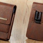 Phone Holster with Belt Clip for iPhone 17/16/15/14/13/12 Pro Max &amp; Plus, Galaxy S25/S24/S23/S22 Ultra &amp; Plus, Premium Leather Pouch with Card Holder, Magnetic Closure, Rugged Outdoor Case - L Brown