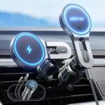 LISEN: cargador magnético MagSafe de 15 W para el coche, cargador inalámbrico magnético para el coche, soporte magnético para el móvil en el coche, soportes para el móvil y accesorios para el coche para mujeres y hombres, compatibles con Jeep y Ford F150, para iPhone 17-12, Samsung y Pixel