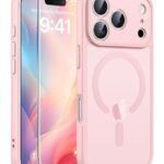 Funda FNTCASE para iPhone 17 Pro Max: [Compatible con MagSafe] Fundas translúcidas en acabado mate con [protección total para la cámara] y [protector de pantalla] Funda protectora para móvil a prueba de golpes de grado militar - Rosa claro