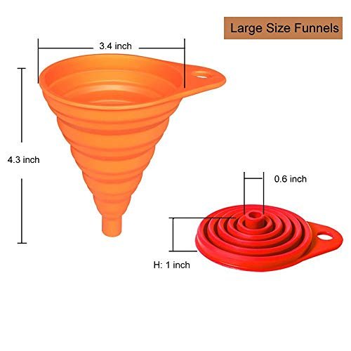 Version 1.0.0 KongNai Kitchen Funnel Set 4 Pack, Small and Large, Kitchen Gadgets Accessories Foldable Silicone Collapsible Funnels for Filling Water Bottle Liquid Transfer Food Grade - Image 1