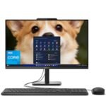 Ordenador de sobremesa todo en uno Lenovo AIO de 24" con resolución FHD, Office 365 para web de por vida, procesador Intel de 4 núcleos, 8 GB de RAM DDR4, SSD PCIe de 512 GB, Wi-Fi 6, Bluetooth 5.2, HDMI, color negro ónix, teclado, Windows 11 Home