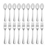 Juego de cubiertos de 16 piezas (tenedores y cucharas), juego de cubiertos de acero inoxidable apto para uso alimentario para el hogar, la cocina y restaurantes, pulido a espejo, apto para el lavavajillas: 8 tenedores de mesa (8 pulgadas) y 8 cucharas de té (6,5 pulgadas)