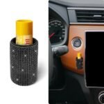 1 paquete de soporte vertical para bálsamo labial para el coche, soporte aislante con detalles brillantes para bálsamo labial, accesorios de strass para el interior del coche para mujer, apto para la mayoría de los vehículos. (Negro)