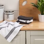 Sticky Toffee Cotton Dishcloths Set of 8 – Gray and White Kitchen Towels 12x12 in, Reusable and Absorbent Tea Towels for Cleaning or Drying, Oeko-Tex Cotton