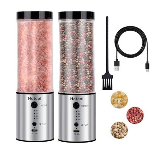 41qcvwa2tfL Larger Capacity Electric Salt and Pepper Grinder Set, Rechargeable Salt and Pepper Shakers Set, Kitchen Gadgets Salt and Pepper Mill - Image 1