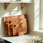 Tablas de cortar de bambú carbonizadas de Astercook para cocina con soporte de madera para guardarlas, tablas reversibles para charcutería y para cortar con ranuras para el jugo y asas de fácil agarre, aptas para cuchillos, regalo de cocina - Imagen 2