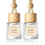HoogaLife: Pack de 2 difusores de ambientador para coche. Difusores colgantes con aceite esencial de vainilla y nata para coche. Fragancia de larga duración (más de 45 días). Fabricados en EE. UU. Ambientadores para coche (V54)