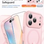 Funda FNTCASE para iPhone 17 Pro Max: [Compatible con MagSafe] Fundas translúcidas en acabado mate con [protección total para la cámara] y [protector de pantalla] Funda protectora para móvil a prueba de golpes de grado militar - Rosa claro