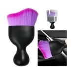 Cepillo para el cuidado del coche Ziciner, con cerdas suaves y curvadas para eliminar el polvo de los vehículos; accesorios universales para la limpieza del interior del coche (salpicadero, rejillas de ventilación del aire acondicionado, etc.) (doble morado)
