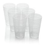 Santa Fe Clear Set of 6 Premium Acrylic Ice Tea Glass 22 oz – Unbreakable Drinkware with Textured Bubble Design, Shatterproof Tumblers for Indoor &amp; Outdoor Use - Image 3
