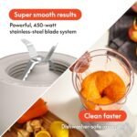 bella 10 Speed Countertop Blender, Juicer &amp; Smoothie Maker, Fits-anywhere™ Kitchenware, Slim Flip &amp; Store Design, Dishwasher Safe 48oz Capacity Pitcher &amp; Lid, Stainless Steel Blade, 450 Watt, Oatmilk - Image 5