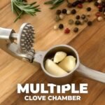 Zulay Kitchen Premium Garlic Press Set - Rust Proof Professional Garlic Mincer Tool - Easy-Squeeze, Easy-Clean with Soft, Ergonomic Handle - Silicone Garlic Peeler & Brush (Silver) - Image 6