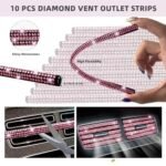 Juego de 27 accesorios para coche «Bling» de NBTEPEM: fundas universales para el volante, marcos para matrículas, soporte para el móvil, cargador rápido para coche y posavasos (rosa) - Imagen 3