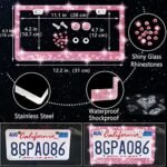 Juego de 27 accesorios para coche «Bling» de NBTEPEM: fundas universales para el volante, marcos para matrículas, soporte para el móvil, cargador rápido para coche y posavasos (rosa) - Imagen 4