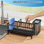 Cisily Sponge Holder for Kitchen Sink, Sink Caddy Organizer with High Brush Holder, Kitchen Countertop Organizers and Storage Essentials, Rustproof 304 Stainless Steel (Black, 9.25″) - Image 5
