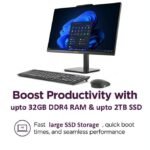 Ordenador de sobremesa todo en uno Lenovo AIO de 24" con resolución FHD, Office 365 para web de por vida, procesador Intel de 4 núcleos, 8 GB de RAM DDR4, SSD PCIe de 512 GB, Wi-Fi 6, Bluetooth 5.2, HDMI, color negro ónix, teclado, Windows 11 Home