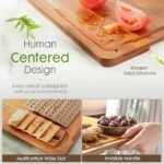 Tablas de cortar de bambú carbonizadas de Astercook para cocina con soporte de madera para guardarlas, tablas reversibles para charcutería y para cortar con ranuras para el jugo y asas de fácil agarre, aptas para cuchillos, regalo de cocina - Imagen 7
