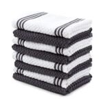 Sticky Toffee Cotton Dishcloths Set of 8 – Gray and White Kitchen Towels 12x12 in, Reusable and Absorbent Tea Towels for Cleaning or Drying, Oeko-Tex Cotton - Image 6
