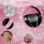 Juego de 27 accesorios para coche «Bling» de NBTEPEM: fundas universales para el volante, marcos para matrículas, soporte para el móvil, cargador rápido para coche y posavasos (rosa) - Imagen 5