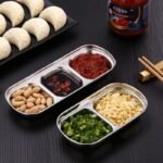SOUJOY 4 Pcs Stainless Steel Sauce Dish, Divided Seasoning Sauces Dip Bowl, 1/2/3/4 Compartment Korean Ketchup Sauce Bowl, Vinegar Soy Spice Condiment Tray for Home Restaurant - Image 6